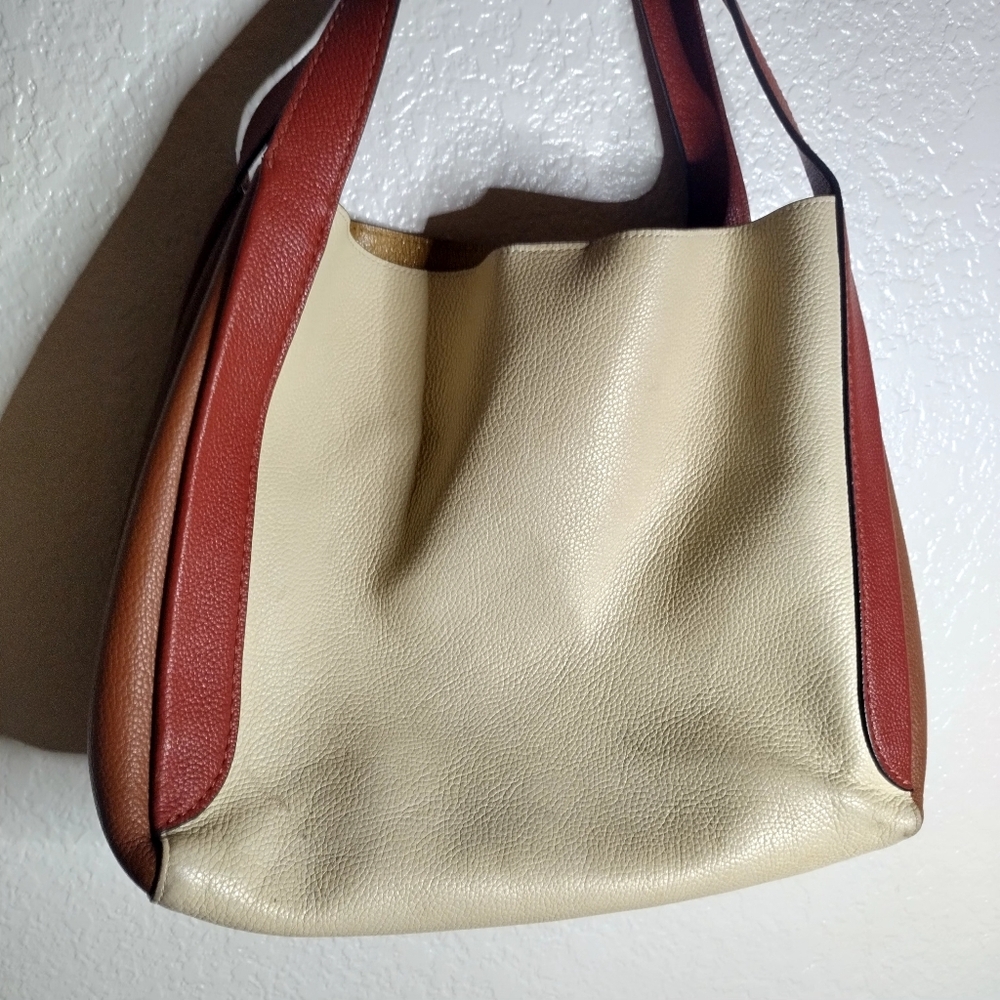 Coach Colorblock Cream, Tan, and Brown Leather Hobo Bag - Picture 6 of 12